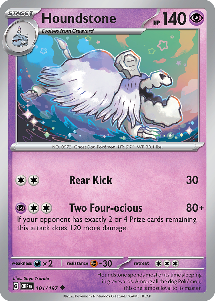 Houndstone - 101/197 - Obsidian Flames (Reverse Holo)