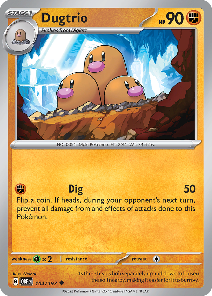 Dugtrio - 104/197 - Obsidian Flames (Reverse Holo)