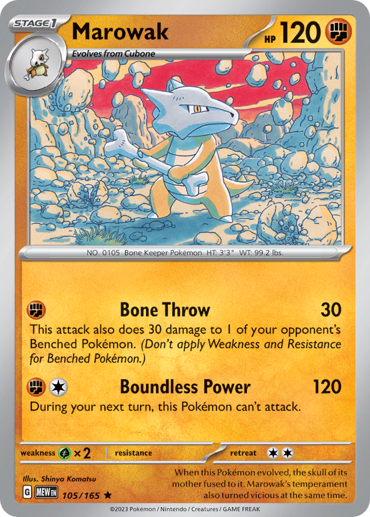 Marowak - 105/165 -SV: Scarlet & Violet 151 (MEW) (Reverse Holo)