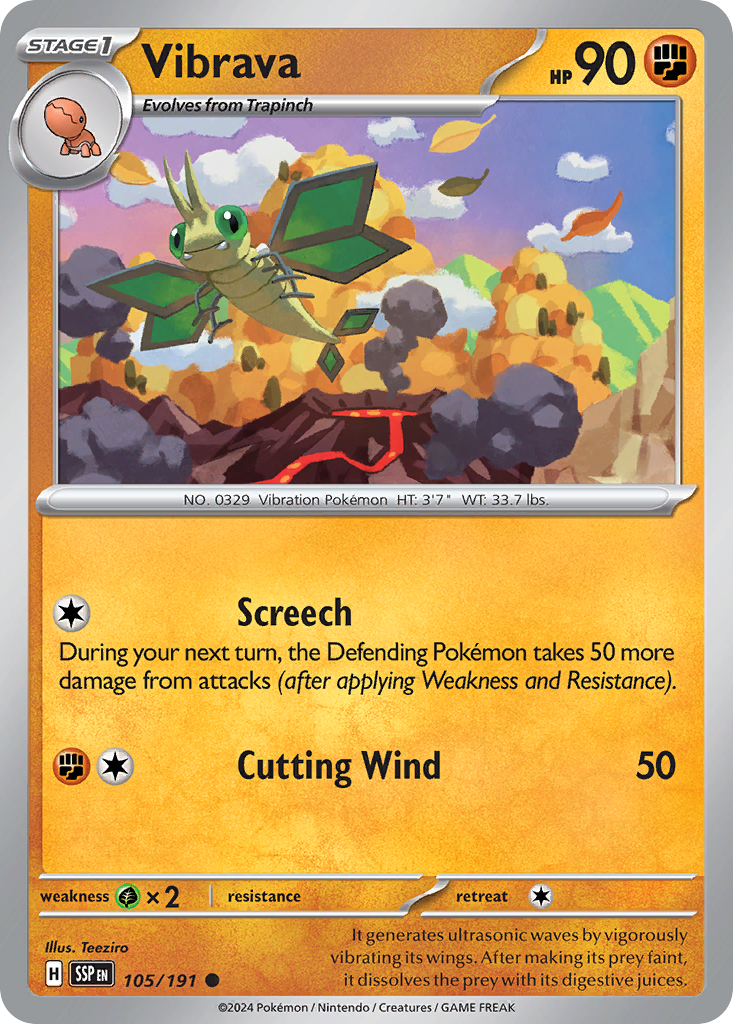 Vibrava - 105/191 - Surging Sparks (Reverse Holo)