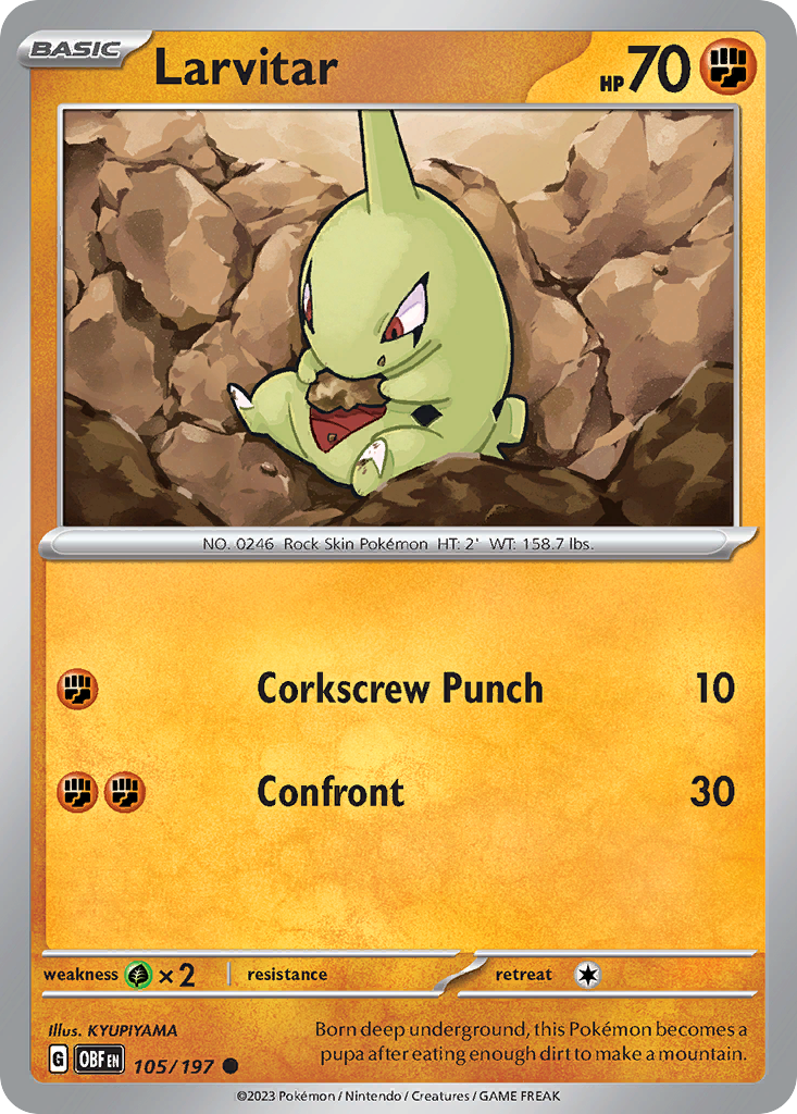 Larvitar - 105/197 - Obsidian Flames (Reverse Holo)