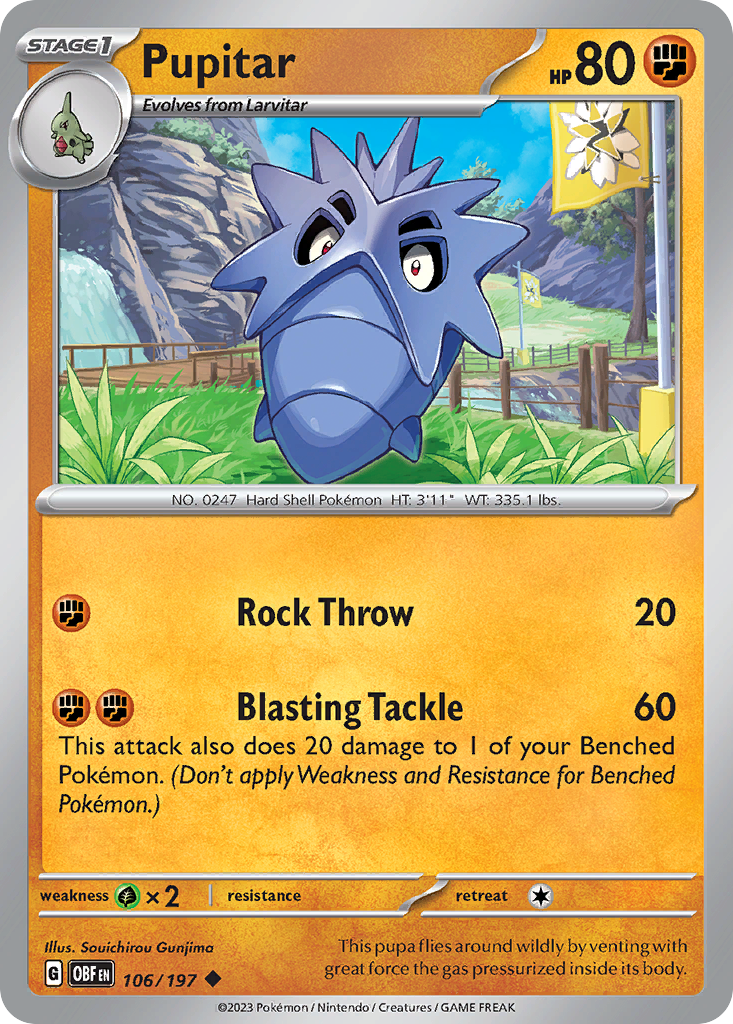 Pupitar - 106/197 - Obsidian Flames (Reverse Holo)