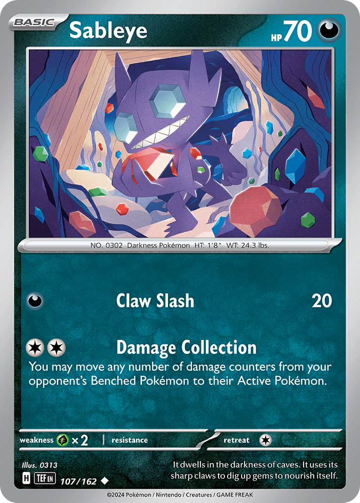Sableye - 107/162 - Temporal Forces (Reverse Holo)
