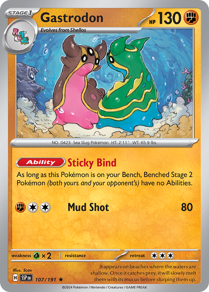 Gastrodon- 107/191 - Surging Sparks (Reverse Holo)