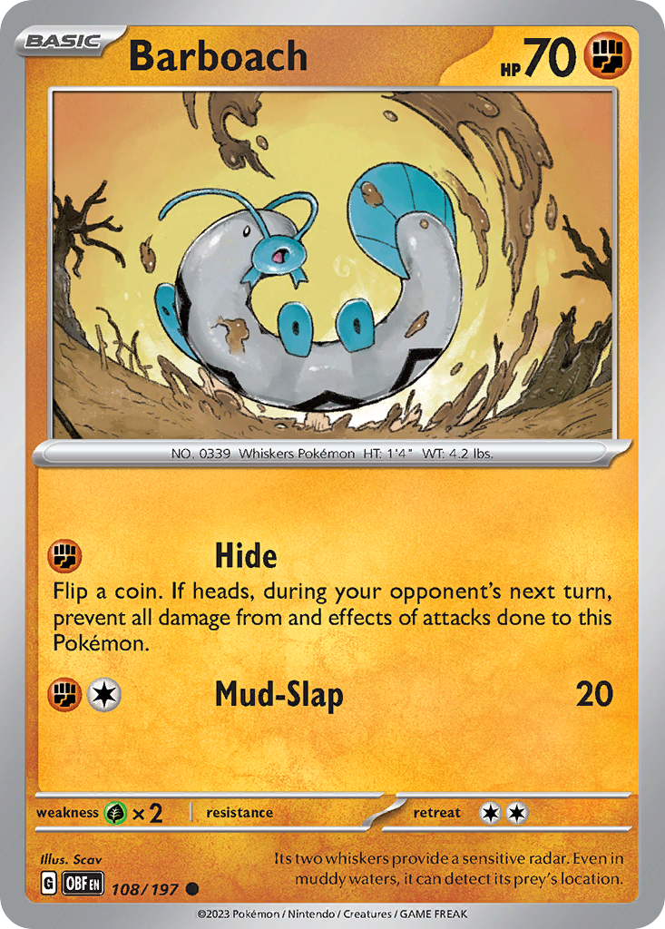 Barboach - 108/197 - Obsidian Flames (Reverse Holo)