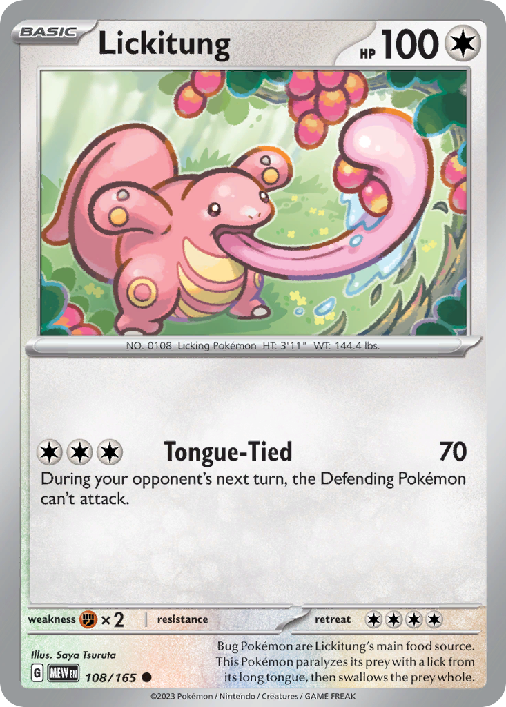 Lickitung - 108/165 -SV: Scarlet & Violet 151 (MEW) (Reverse Holo)