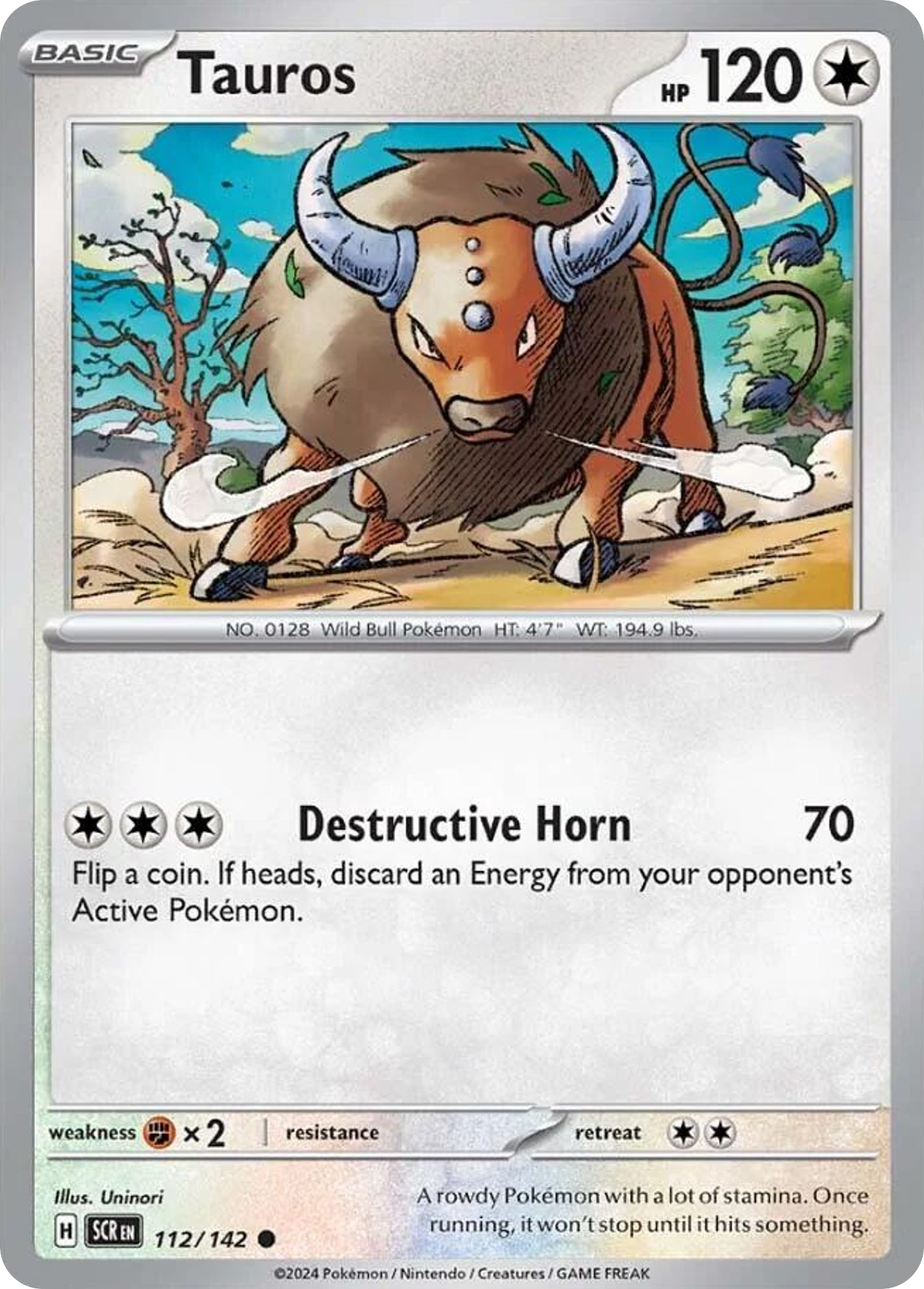Tauros- 112/142 - Stellar Crown (Reverse Holo)