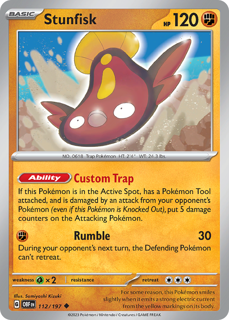 Stunfisk - 112/197 - Obsidian Flames (Reverse Holo)