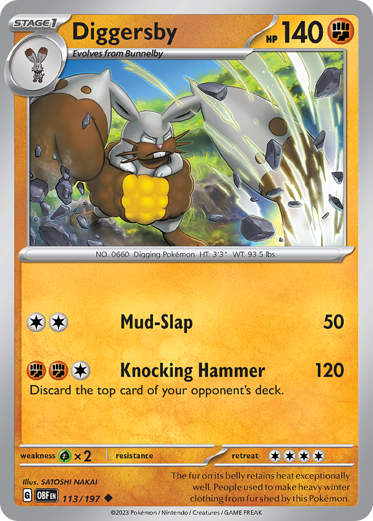 Diggersby - 113/197 - Obsidian Flames (Reverse Holo)