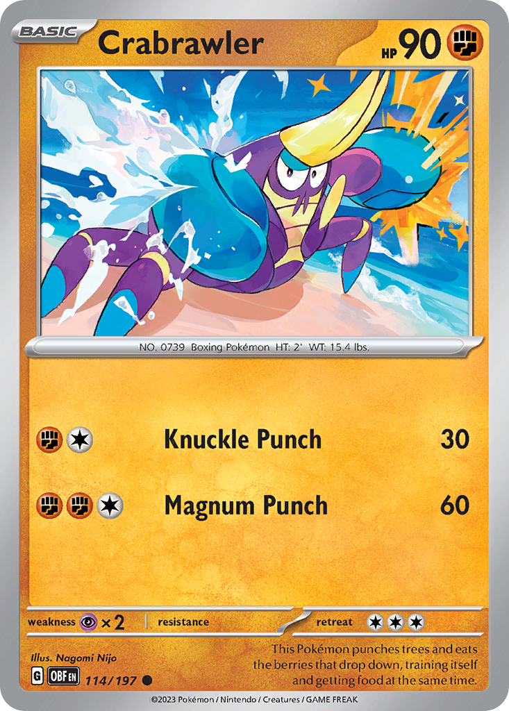 Crabrawler - 114/197 - Obsidian Flames (Reverse Holo)