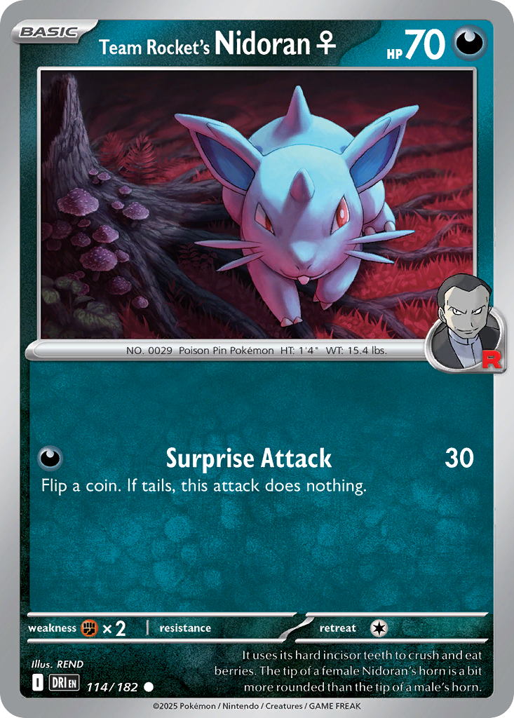 Team Rocket's Nidoran F - 114/182 - Destined Rivals (Reverse Holo)