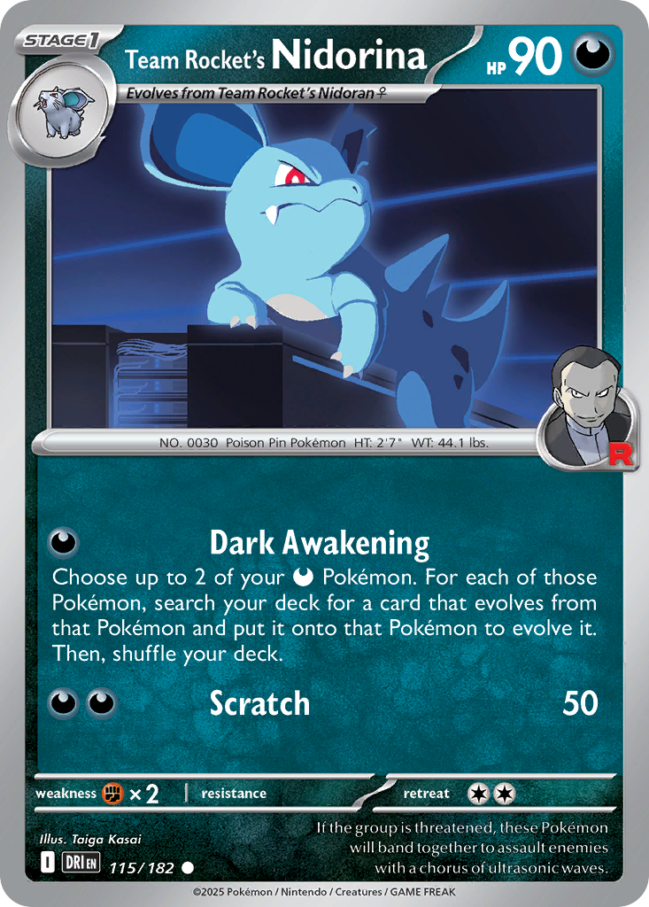Team Rocket's Nidorina - 115/182 - Destined Rivals (Reverse Holo)