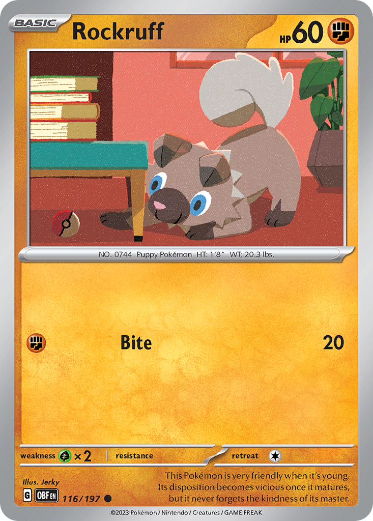 Rockruff - 116/197 - Obsidian Flames (Reverse Holo)