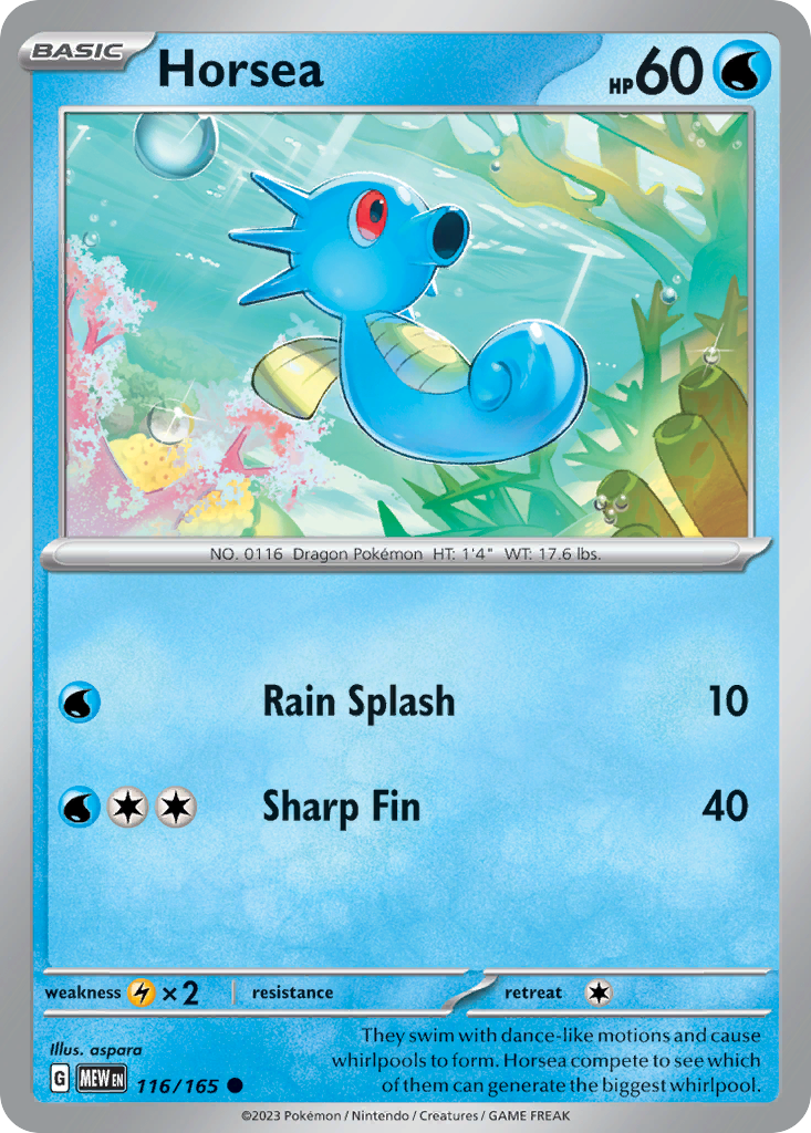 Horsea - 116/165 -SV: Scarlet & Violet 151 (MEW) (Reverse Holo)