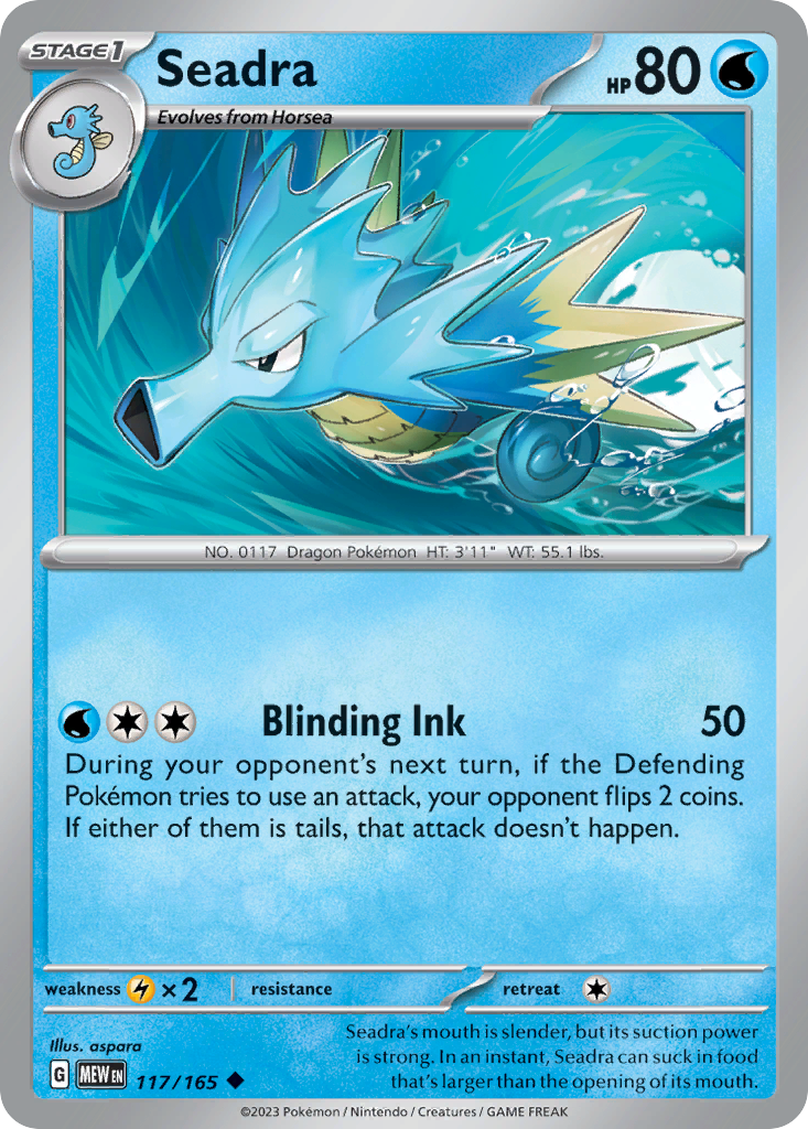 Seadra - 117/165 -SV: Scarlet & Violet 151 (MEW) (Reverse Holo)