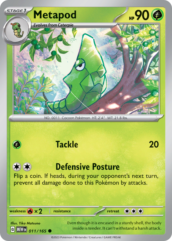 Metapod - 011/165 -SV: Scarlet & Violet 151 (MEW) (Reverse Holo)