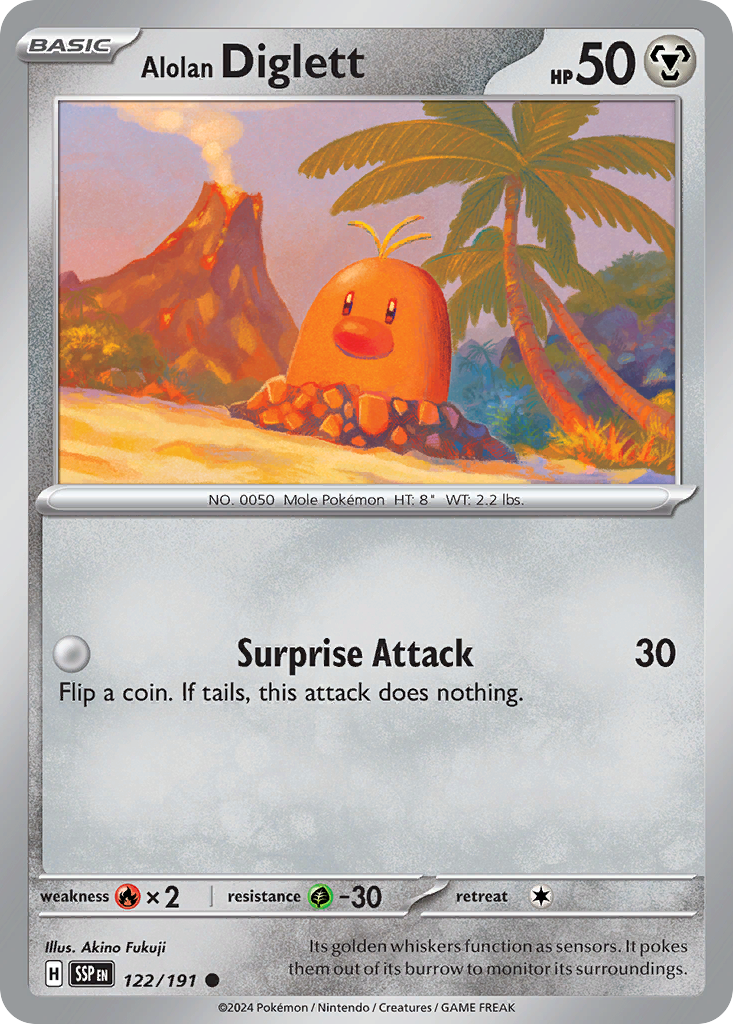 Alolan Diglett- 122/191 - Surging Sparks (Reverse Holo)