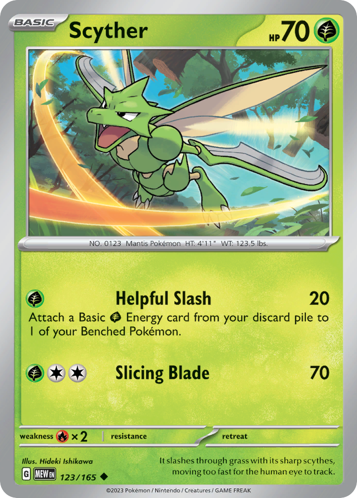 Scyther - 123/165 -SV: Scarlet & Violet 151 (MEW) (Reverse Holo)