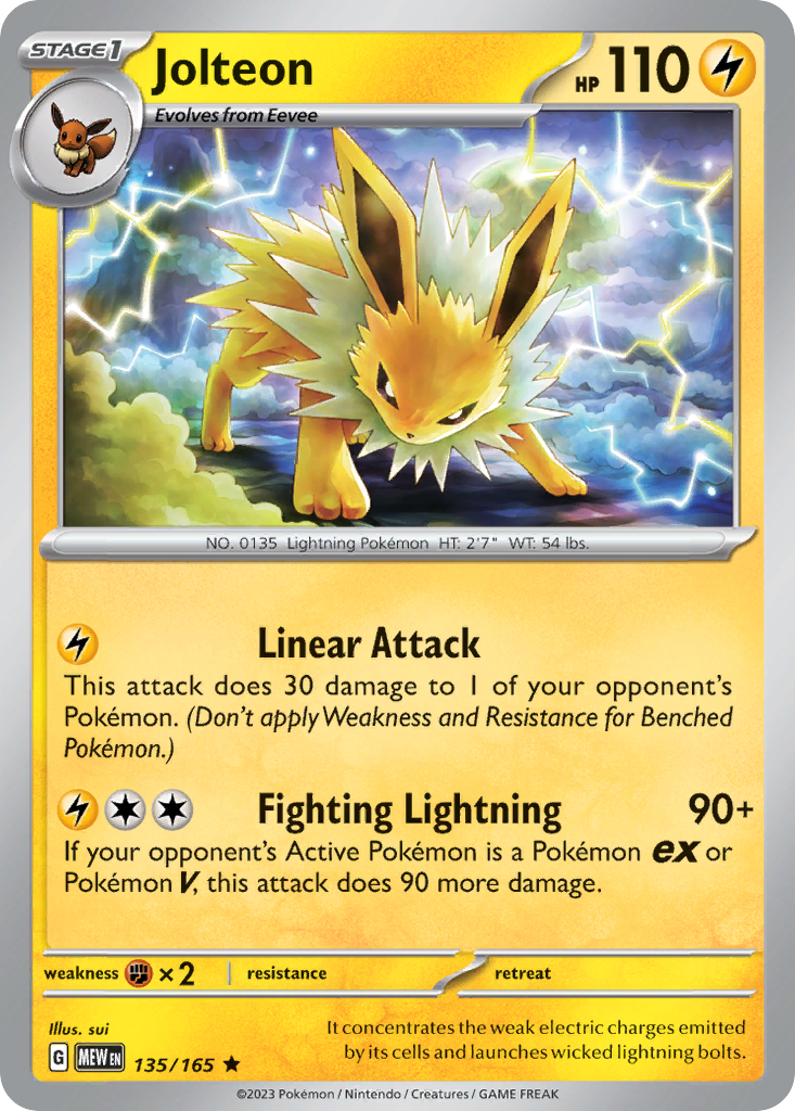 Jolteon - 135/165 -SV: Scarlet & Violet 151 (MEW) (Reverse Holo)