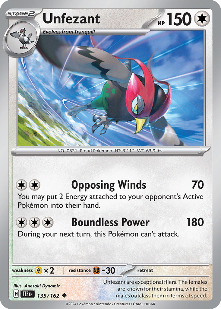 Unfezant - 135/162 - Temporal Forces (Reverse Holo)