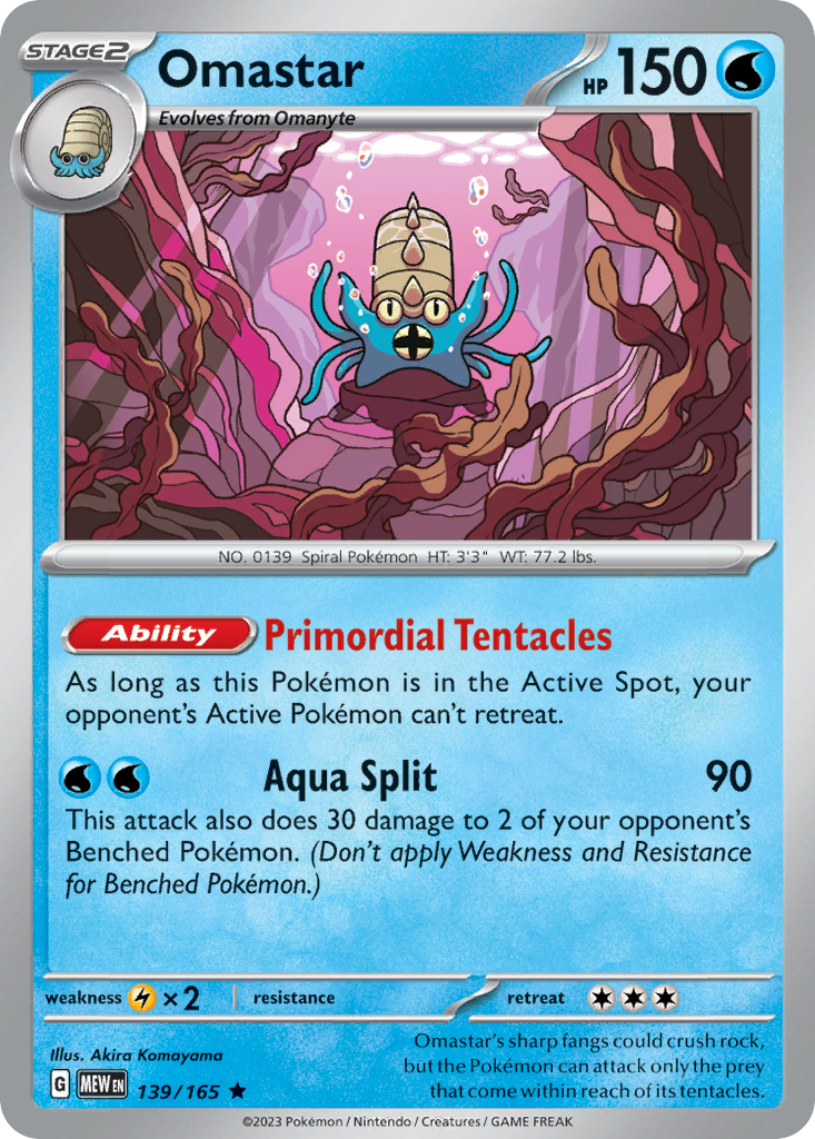 Omastar - 139/165 -SV: Scarlet & Violet 151 (MEW) (Reverse Holo)