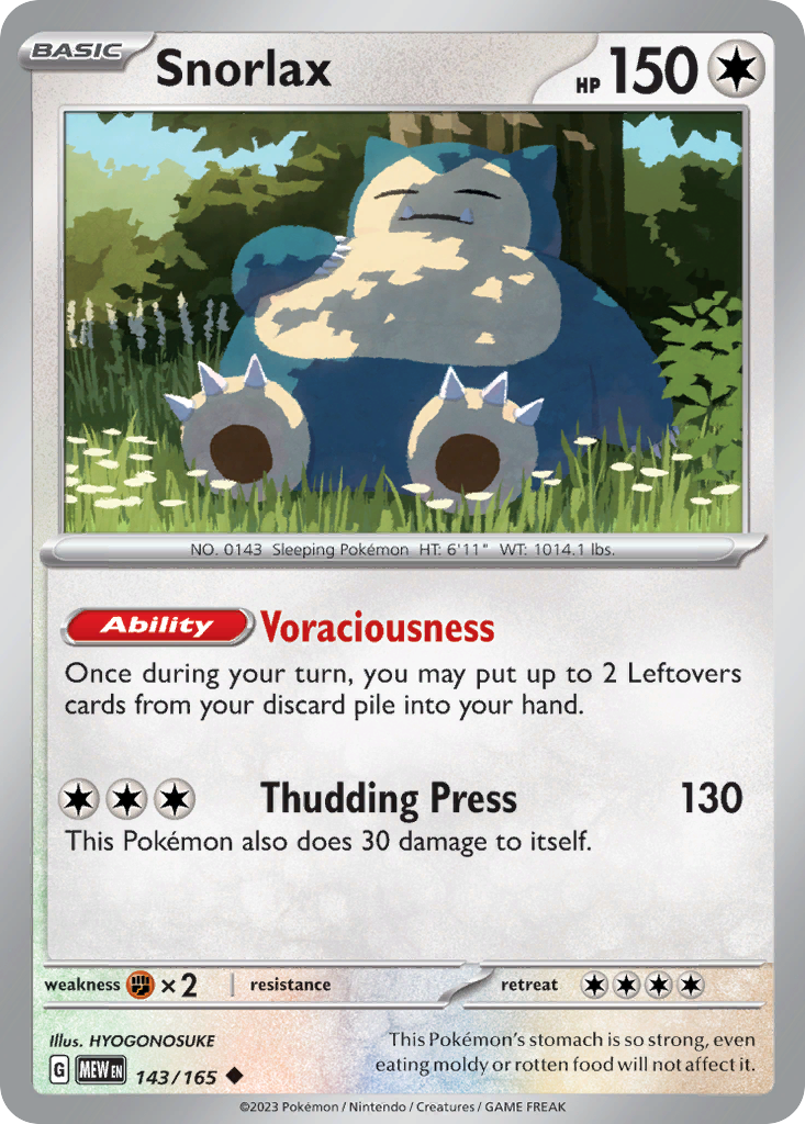 Snorlax - 143/165 -SV: Scarlet & Violet 151 (MEW) (Reverse Holo)