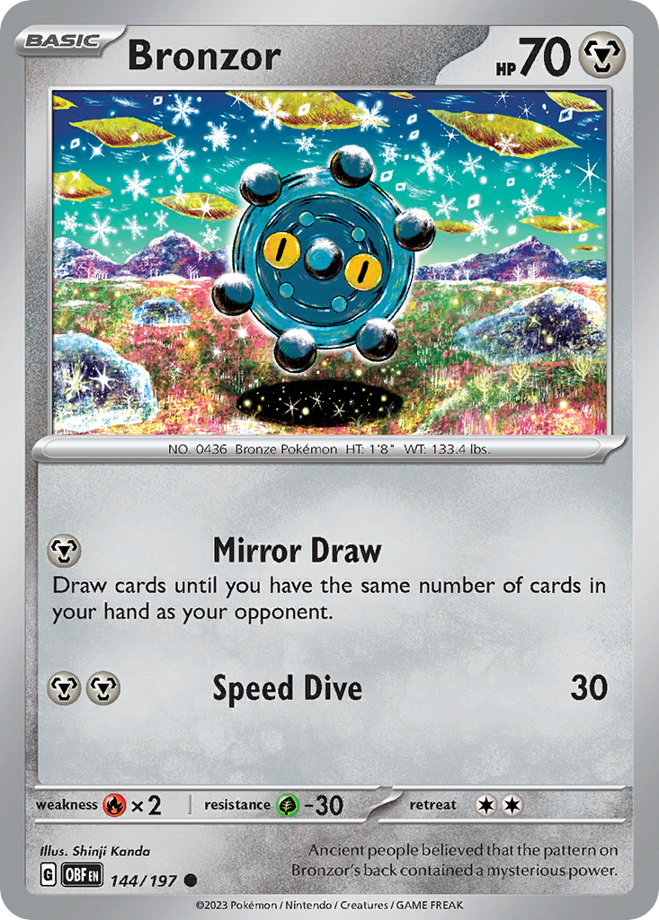 Bronzor - 144/197 - Obsidian Flames (Reverse Holo)