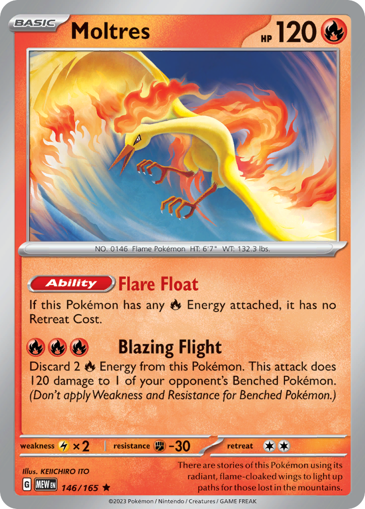 Moltres - 146/165 -SV: Scarlet & Violet 151 (MEW) (Reverse Holo)