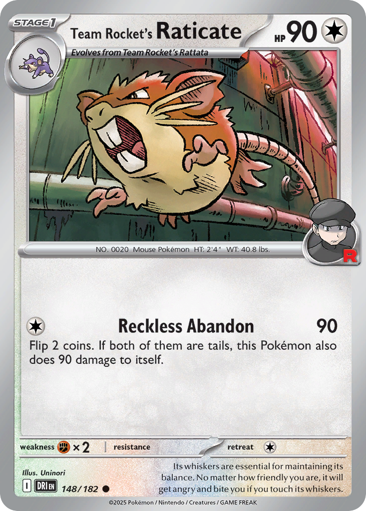Team Rocket's Raticate - 148/182 - Destined Rivals (Reverse Holo)
