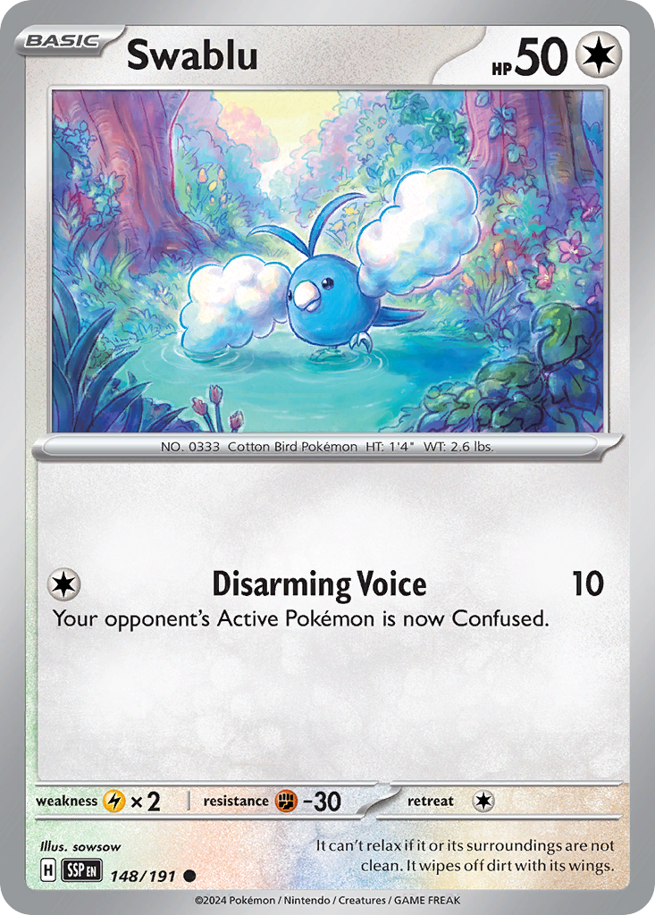 Swablu- 148/191 - Surging Sparks (Reverse Holo)