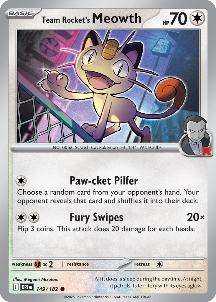 Team Rocket's Meowth - 149/182 - Destined Rivals (Reverse Holo)