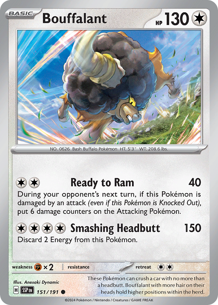 Bouffalant- 151/191 - Surging Sparks (Reverse Holo)