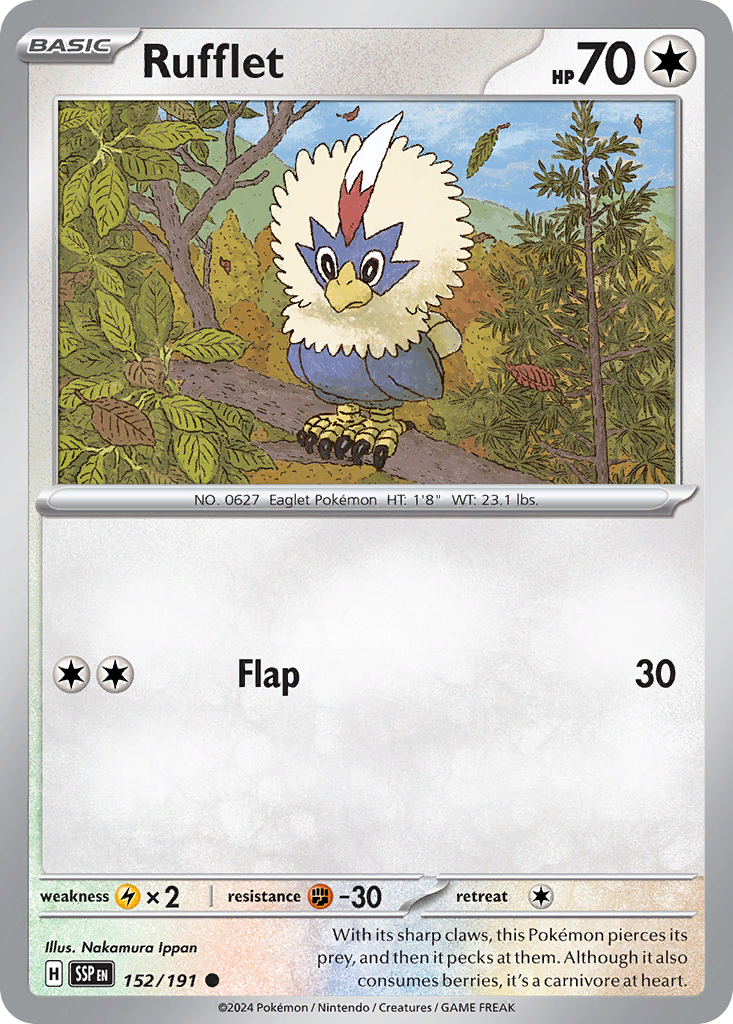 Rufflet- 152/191 - Surging Sparks (Reverse Holo)