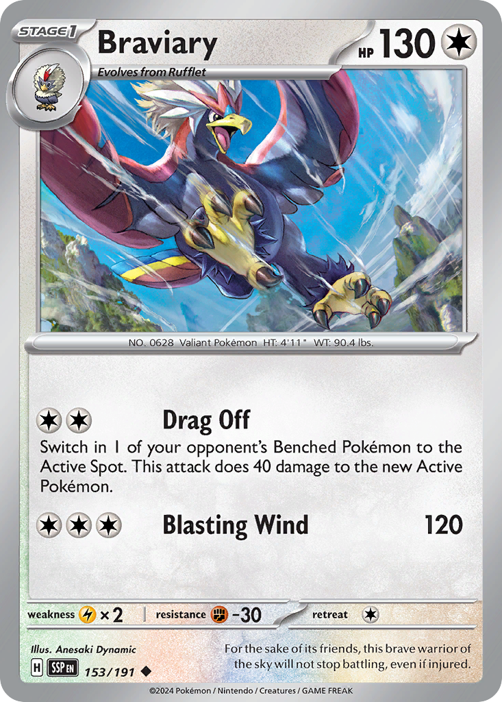 Braviary - 153/191 - Surging Sparks (Reverse Holo)