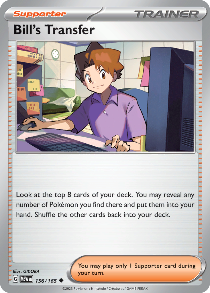Bill's Transfer - 156/165 -SV: Scarlet & Violet 151 (MEW) (Reverse Holo)