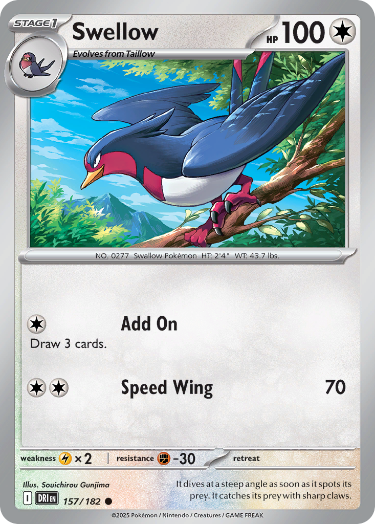 Swellow - 157/182 - Destined Rivals (Reverse Holo)