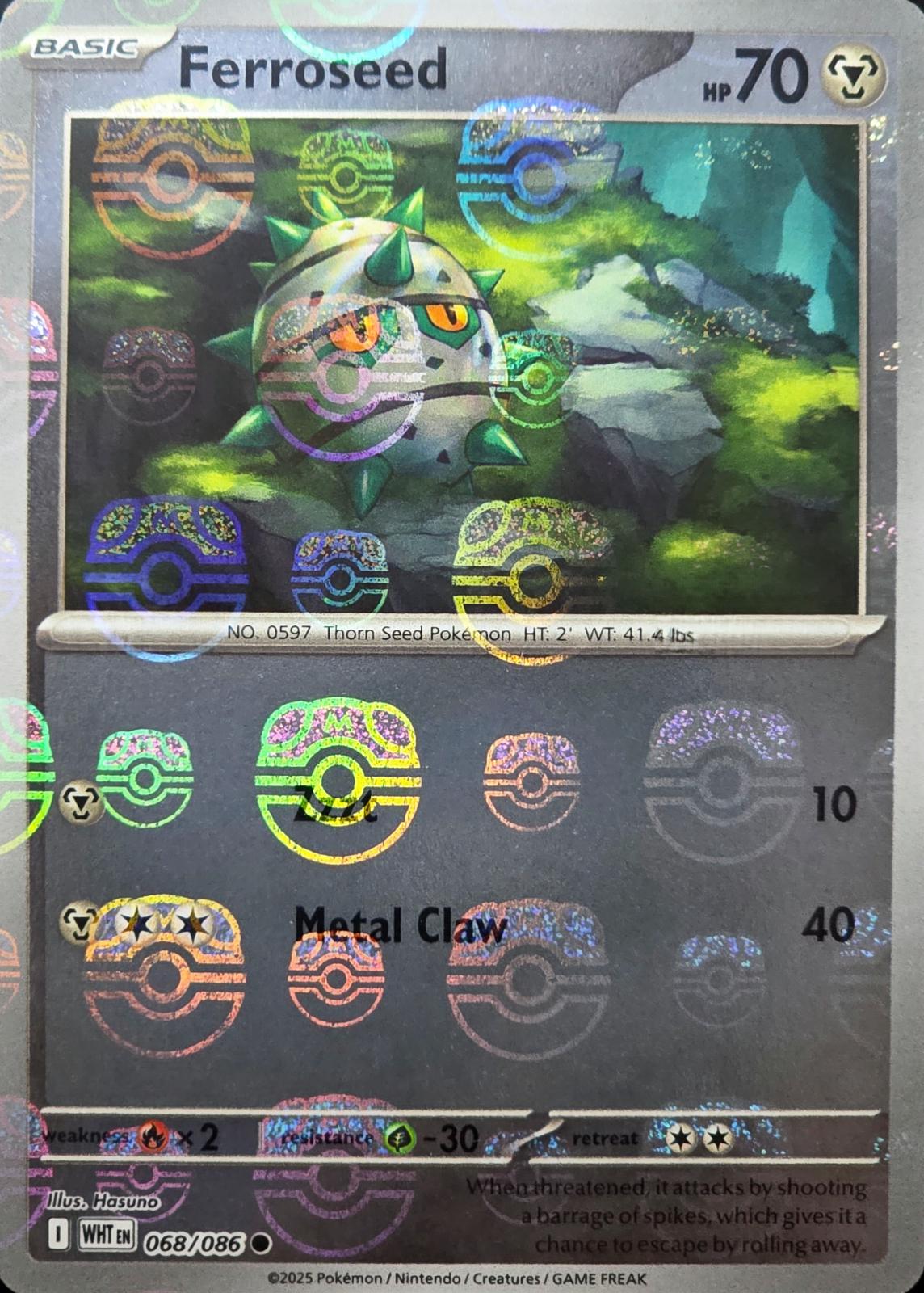 Ferroseed - 068/086 - SV: White Flare (WHT) (Master Ball Pattern)
