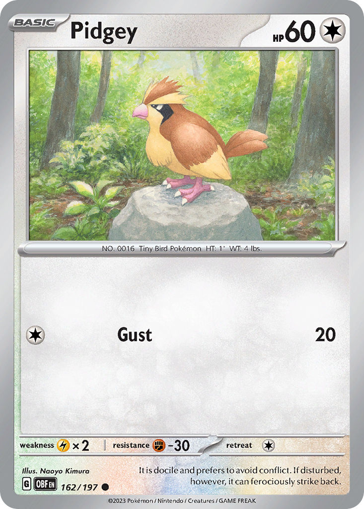 Pidgey - 162/197 - Obsidian Flames (Reverse Holo)