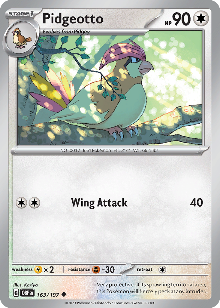 Pidgeotto - 163/197 - Obsidian Flames (Reverse Holo)