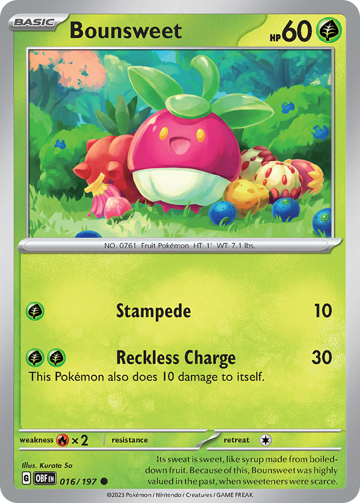 Bounsweet - 016/197 - Obsidian Flames (Reverse Holo)