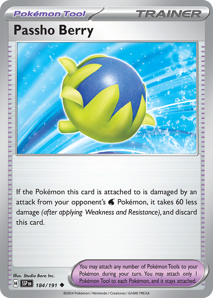 Passho Berry- 184/191 - Surging Sparks (Reverse Holo)