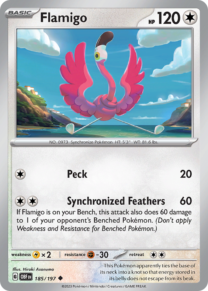 Flamigo - 185/197 - Obsidian Flames (Reverse Holo)