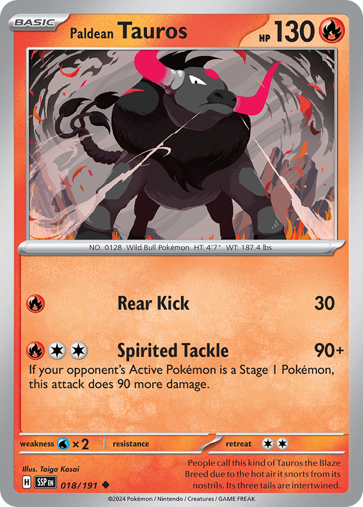 Paldean Tauros - 018/191 - Surging Sparks (Reverse Holo)