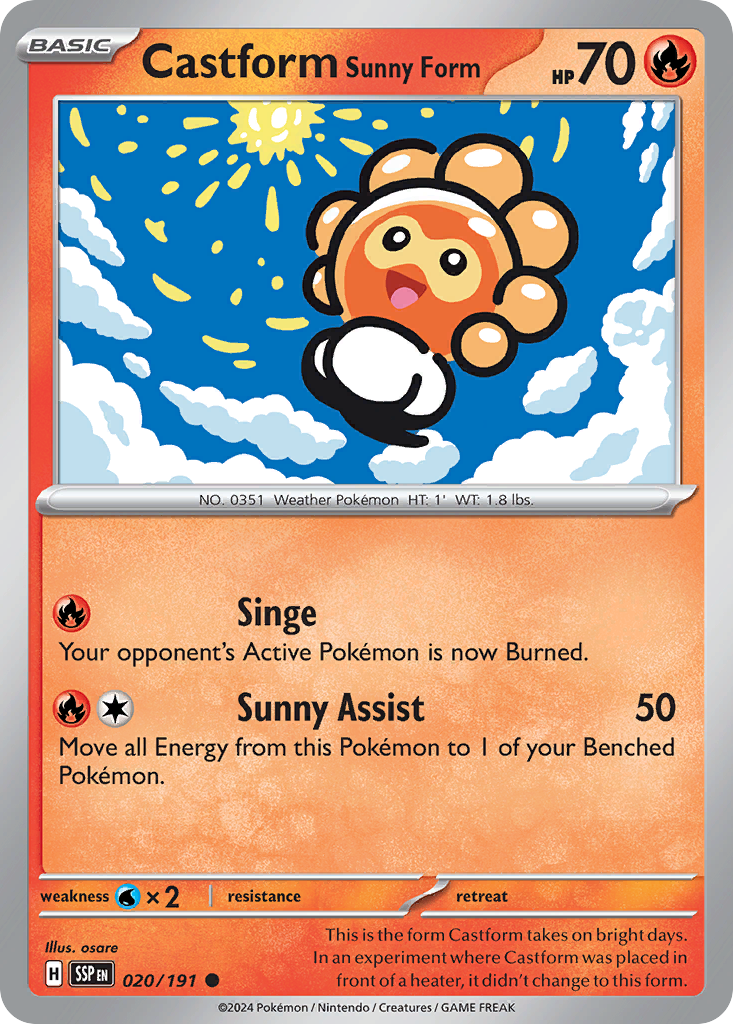Castform Sunny Form - 020/191 - Surging Sparks (Reverse Holo)