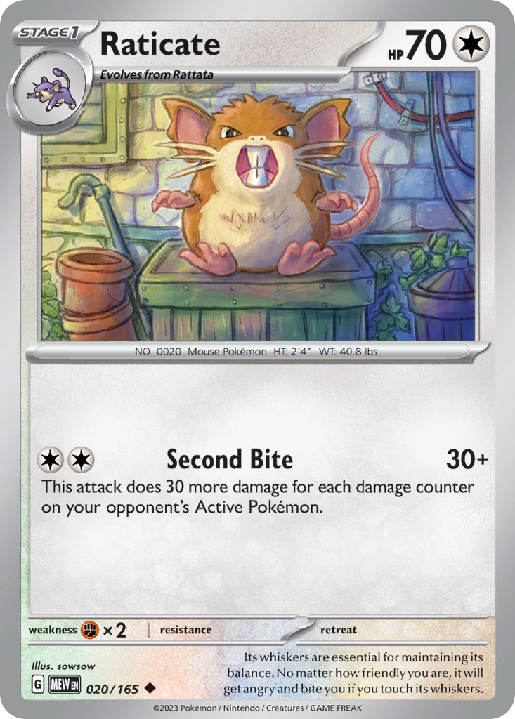 Raticate - 020/165 -SV: Scarlet & Violet 151 (MEW) (Reverse Holo)
