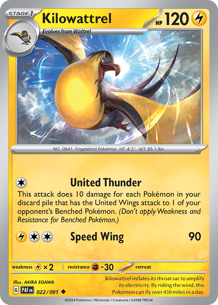 Kilowattrel - 022/091 - Paldean Fates (Reverse Holo)