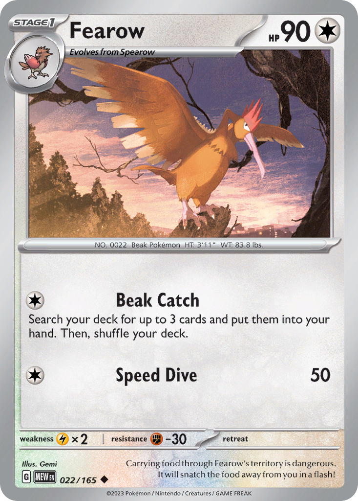 Fearow - 022/165 -SV: Scarlet & Violet 151 (MEW) (Reverse Holo)