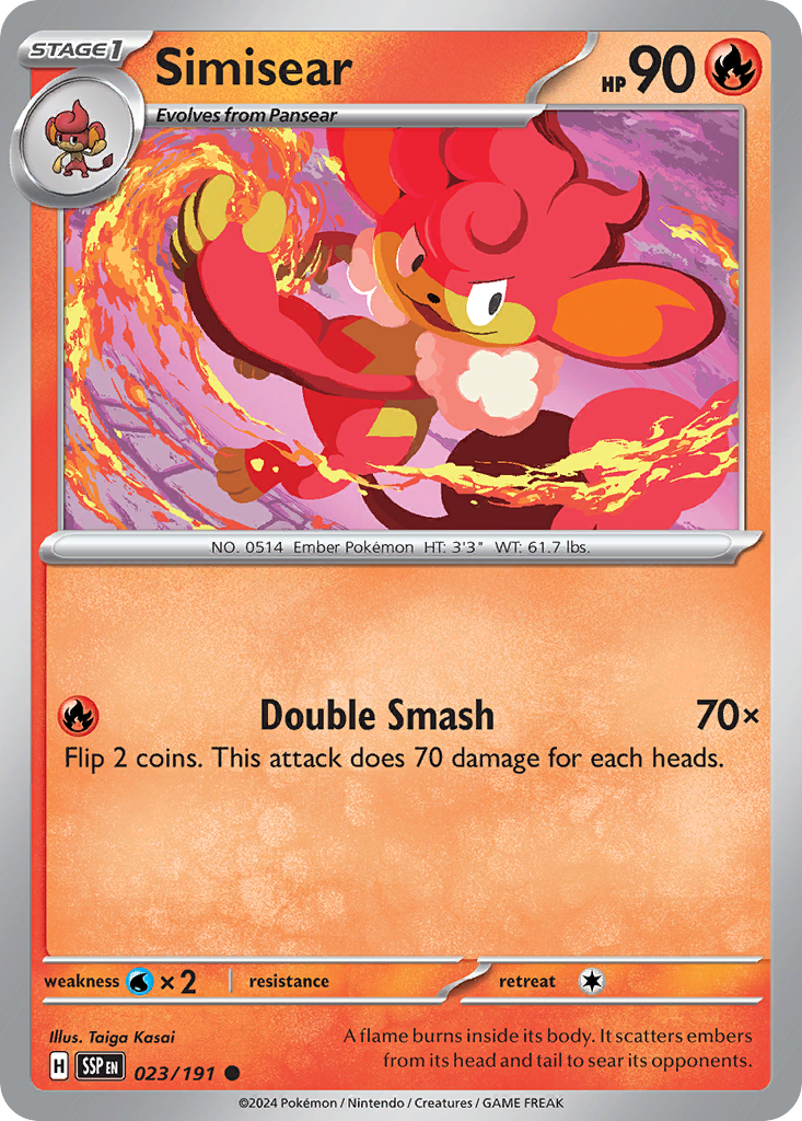 Simisear- 023/191 - Surging Sparks (Reverse Holo)