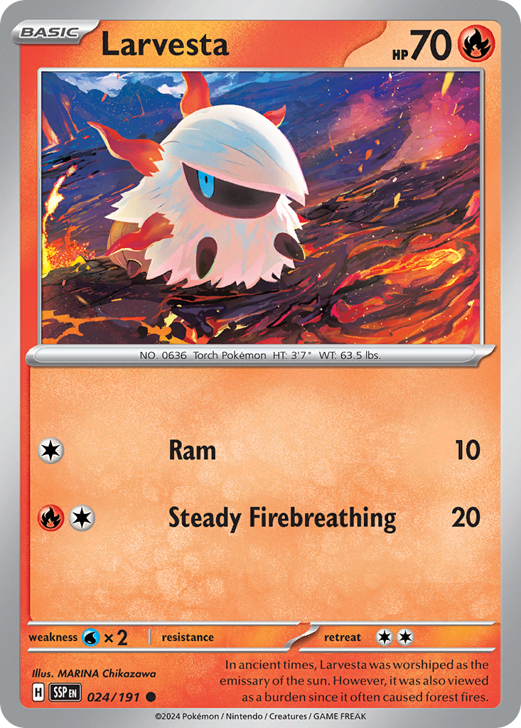 Larvesta - 024/191 - Surging Sparks (Reverse Holo)