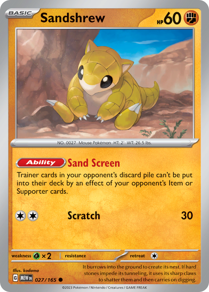 Sandshrew - 027/165 -SV: Scarlet & Violet 151 (MEW)